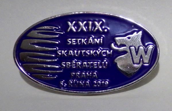 Odznak XXIX. setkn skautskch sbratel Praha 2019 - fialov